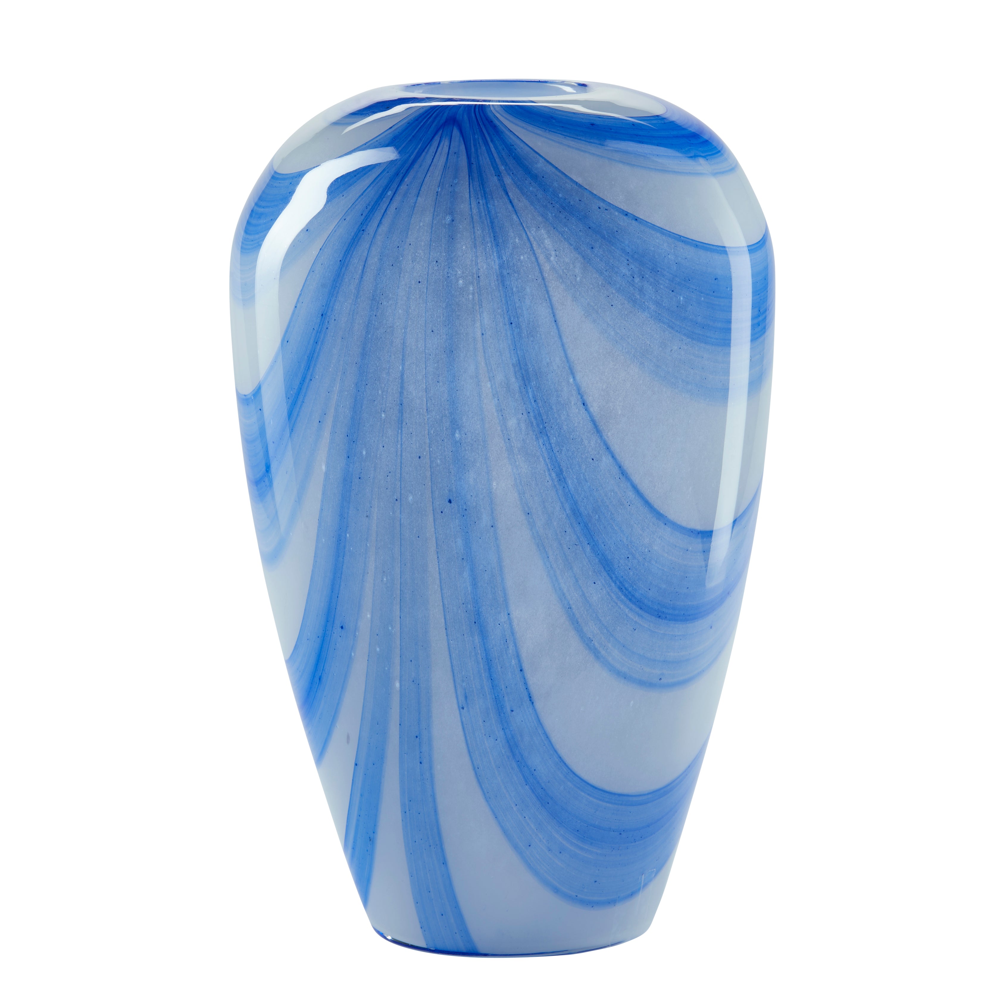 Vase med brede striber, blå/hvid - H32,5 cm.